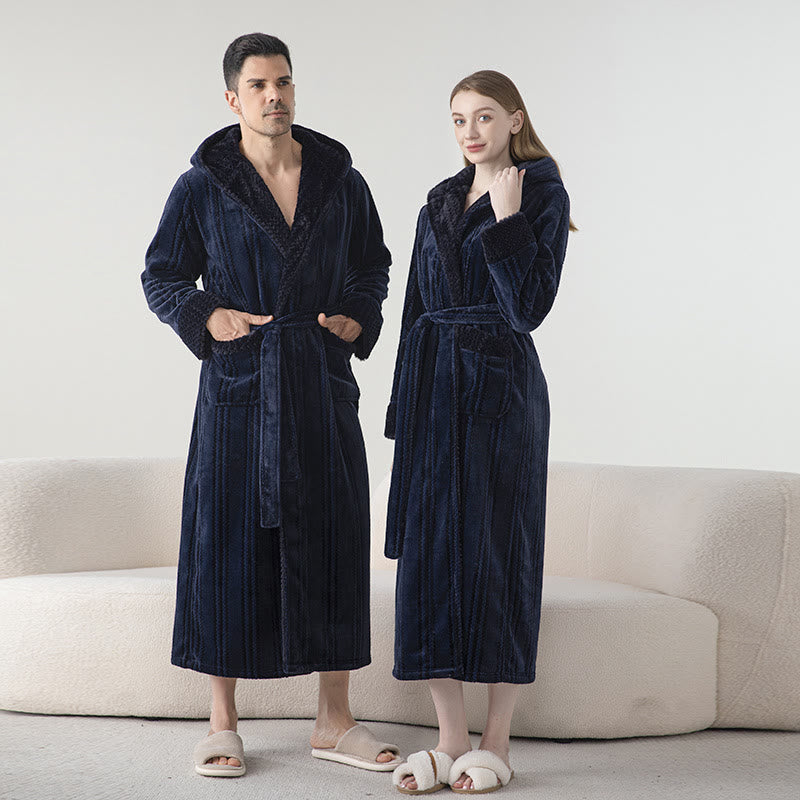 Fleece Hooded Long Bathrobe – Cozy Winter Loungewear
