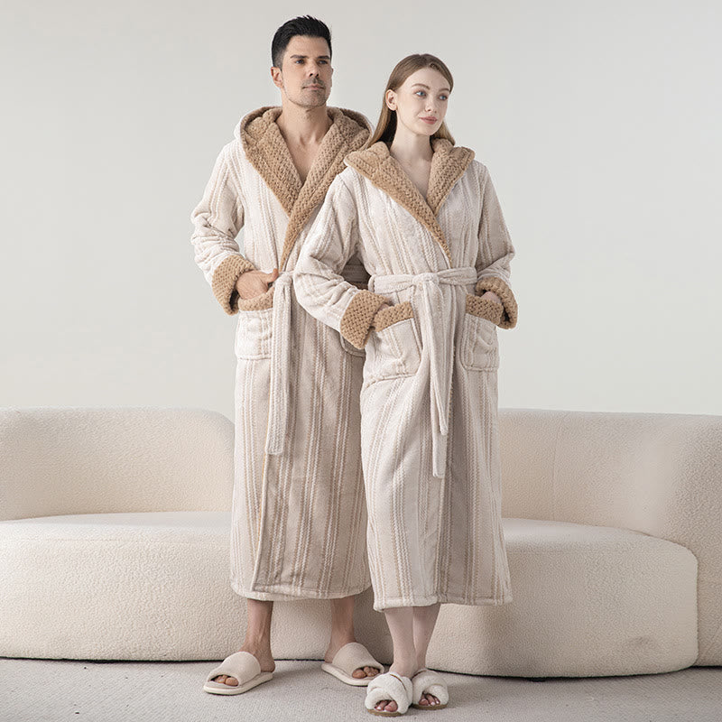 Fleece Hooded Long Bathrobe – Cozy Winter Loungewear