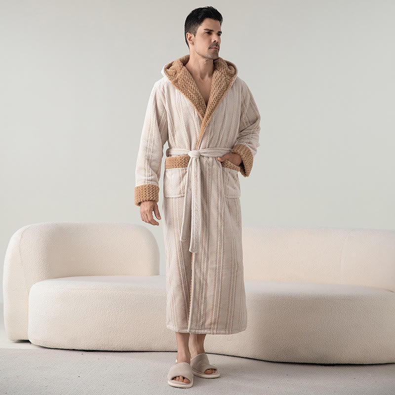 Fleece Hooded Long Bathrobe – Cozy Winter Loungewear