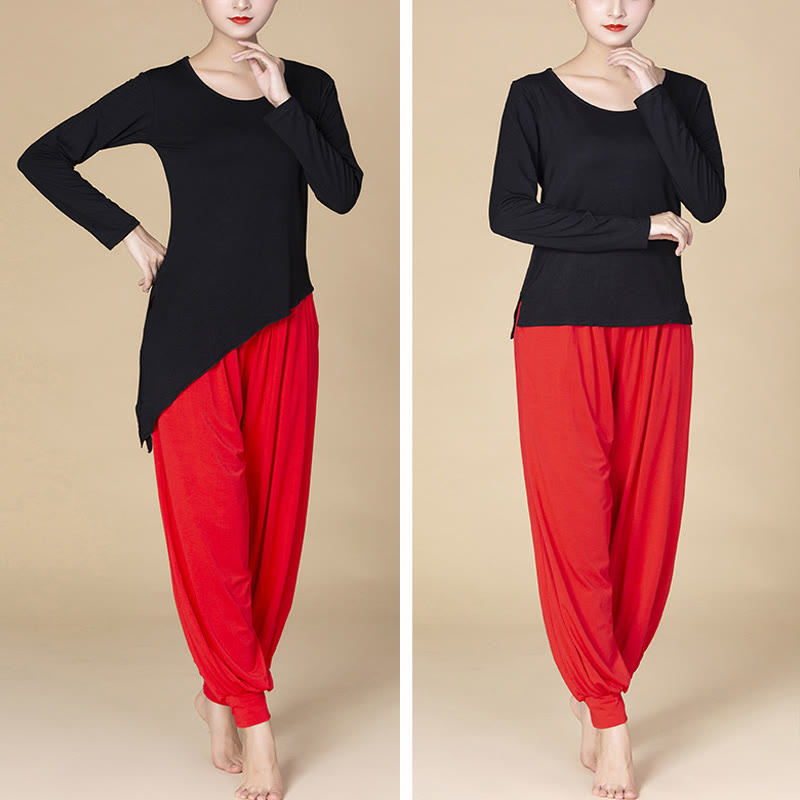 Buddha Stones Women’s Modal Harem Pants – High-Waist Yoga Dance Relaxed Pocket Casual Style