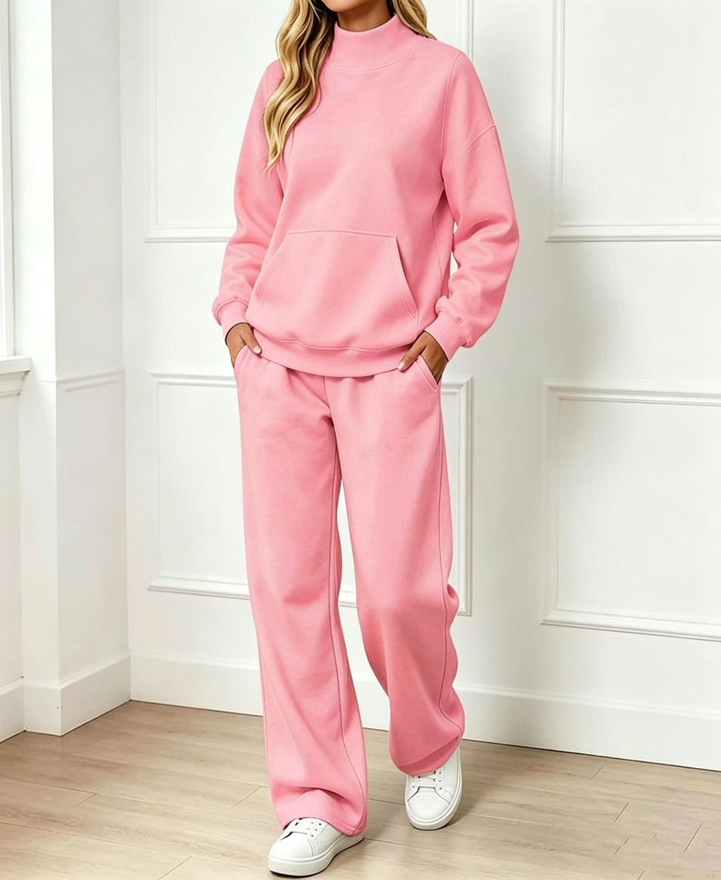 Mock-Neck Sweatshirt Set - Cozy and Easy