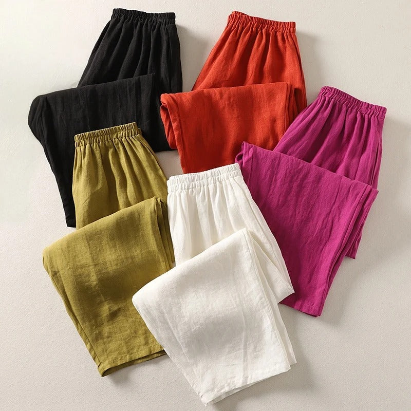 Women's Cotton-Linen Wide-Leg Trousers – Relaxed Everyday Style