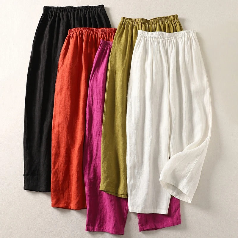 Women's Cotton-Linen Wide-Leg Trousers – Relaxed Everyday Style
