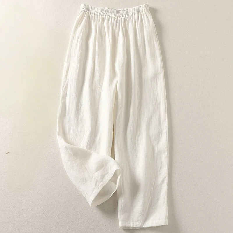 Women's Cotton-Linen Wide-Leg Trousers – Relaxed Everyday Style