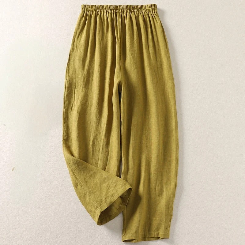 Women's Cotton-Linen Wide-Leg Trousers – Relaxed Everyday Style