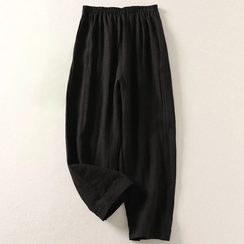 Women's Cotton-Linen Wide-Leg Trousers – Relaxed Everyday Style