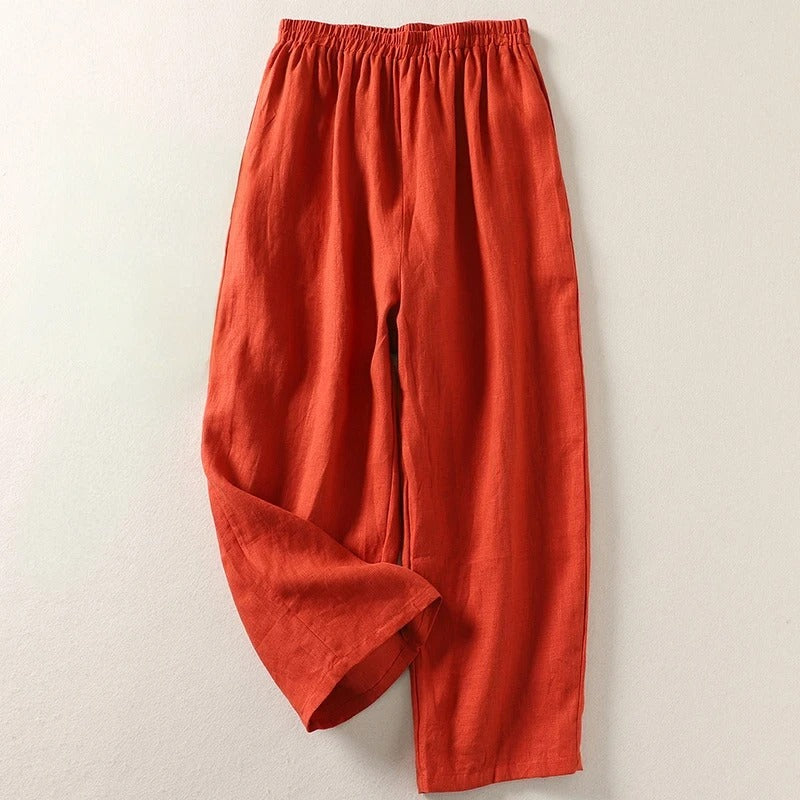 Women's Cotton-Linen Wide-Leg Trousers – Relaxed Everyday Style