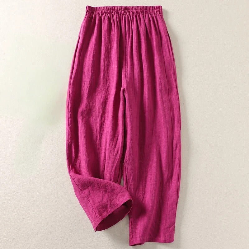 Women's Cotton-Linen Wide-Leg Trousers – Relaxed Everyday Style