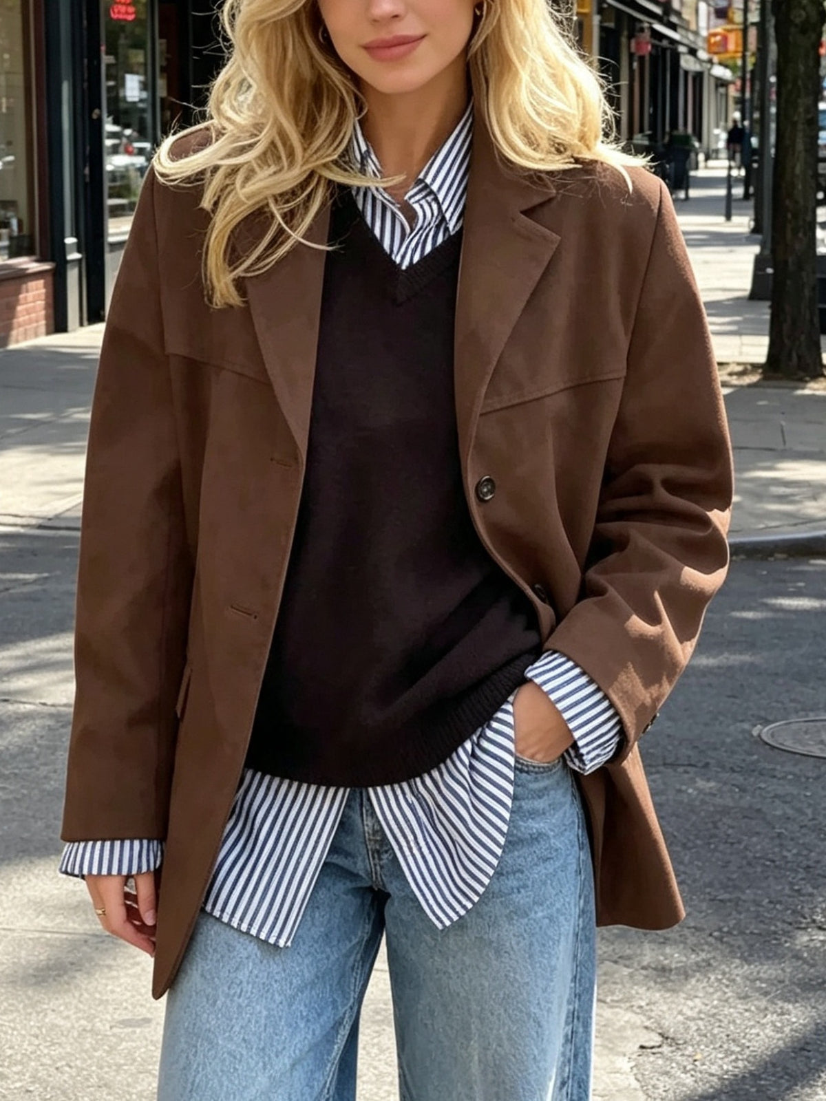 Retro Pocket Coat - Loose and Elegant