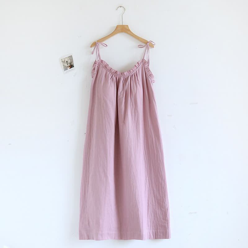 Ruffle-Trim Cotton Camisole Nightdress – Comfortable Elegant Sleepwear