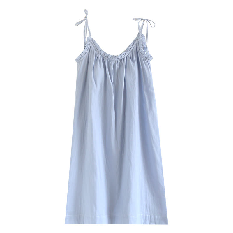 Ruffle-Trim Cotton Camisole Nightdress – Comfortable Elegant Sleepwear