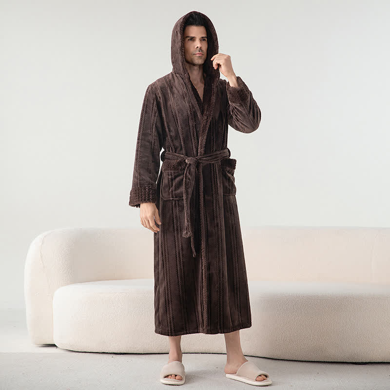 Fleece Hooded Long Bathrobe – Cozy Winter Loungewear