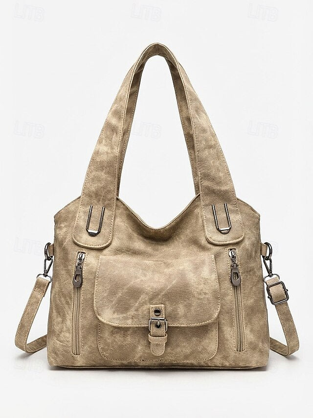 Vintage PU Hobo Shoulder Bag - Roomy and Lightweight
