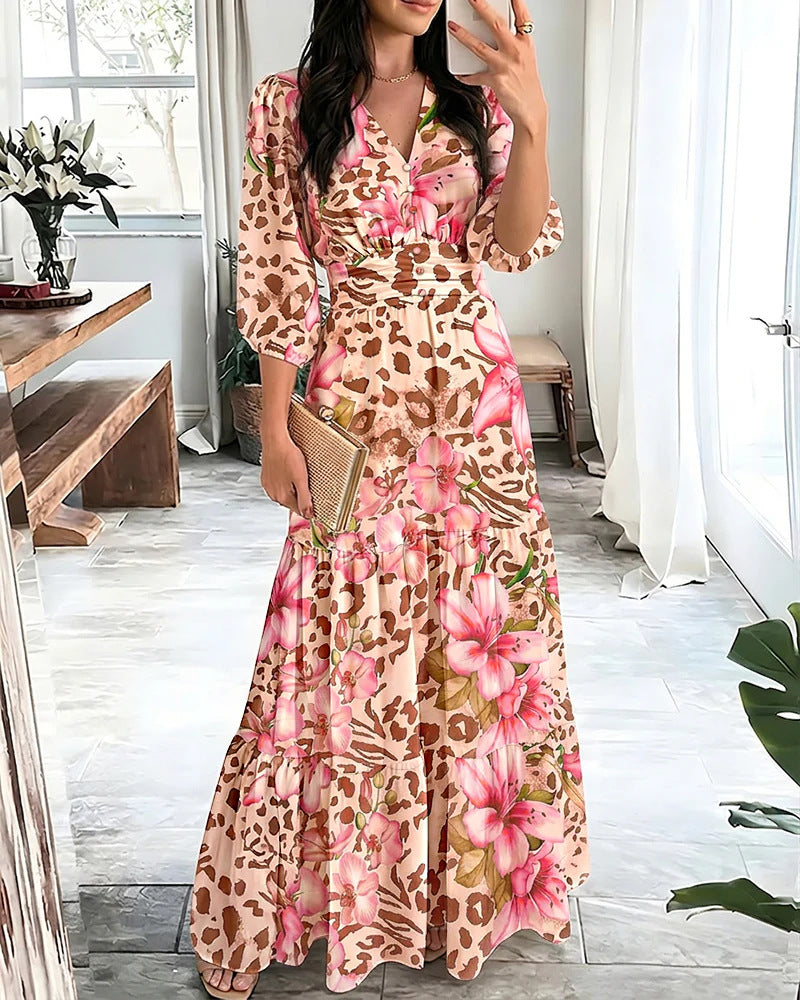 Women's Layered Ruffled Midi Dress – Elegant Feminine Occasion Style