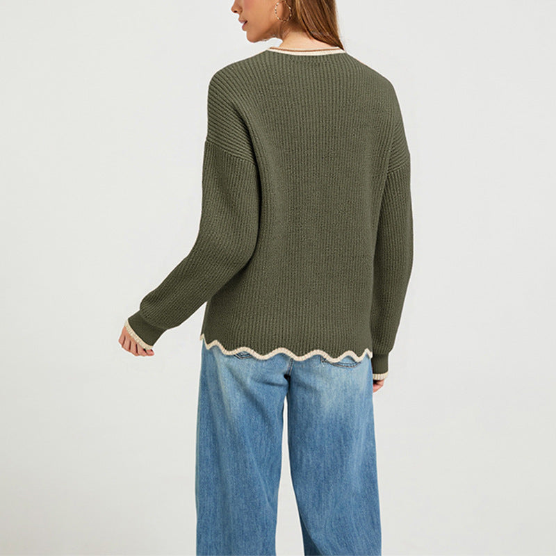 Women's Loose Fit Round Neck Knit Sweater - Soft Everyday Casual Layer