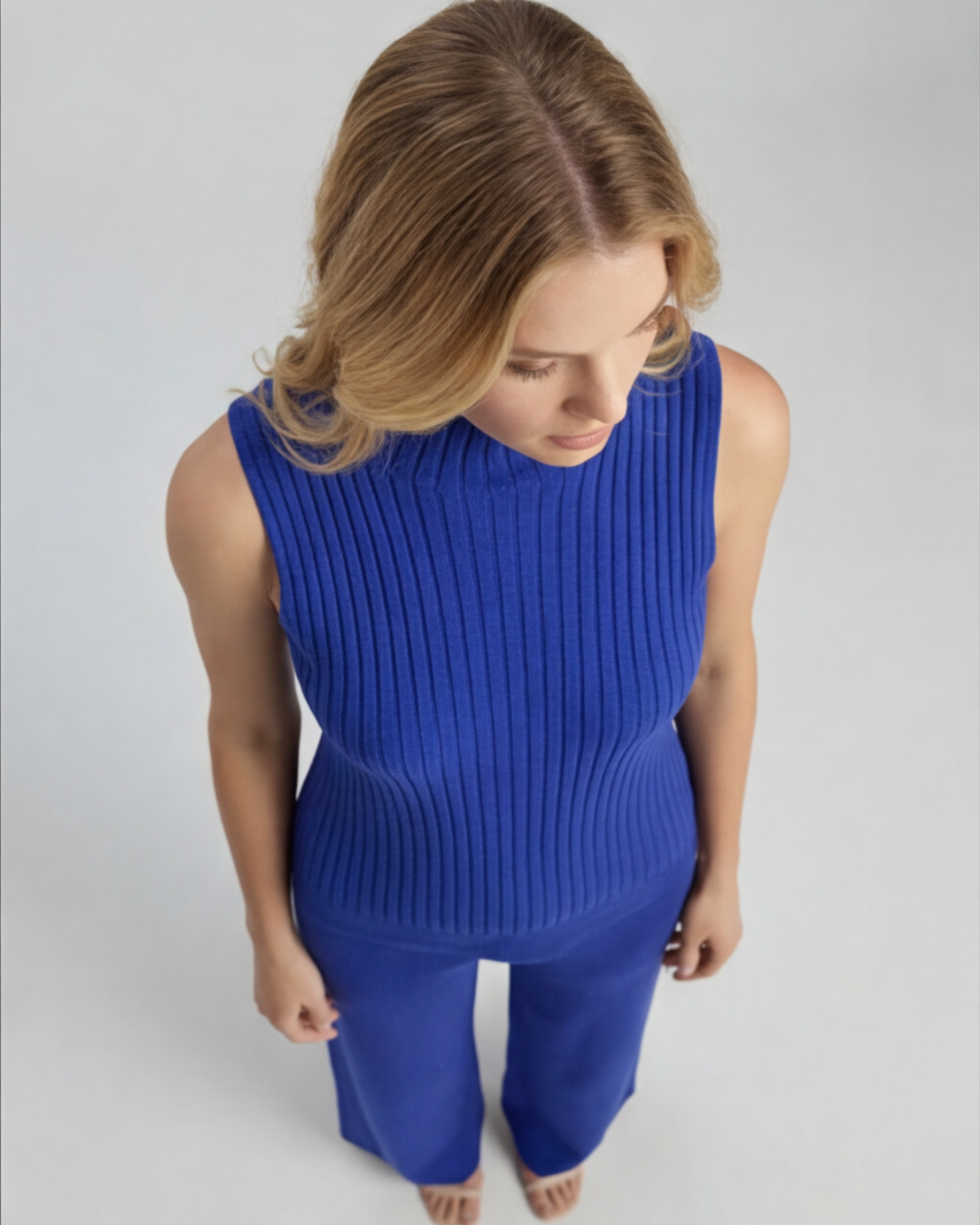 Women’s Knitted 3-Piece Loungewear Set – Turtle Neck Vest, Kimono Cardigan and Pants