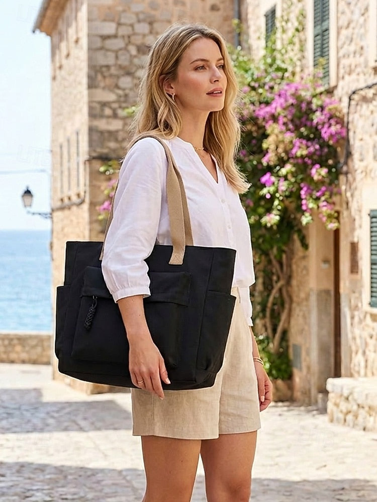 Multi-Pocket Shoulder Bag - Lightweight and Roomy