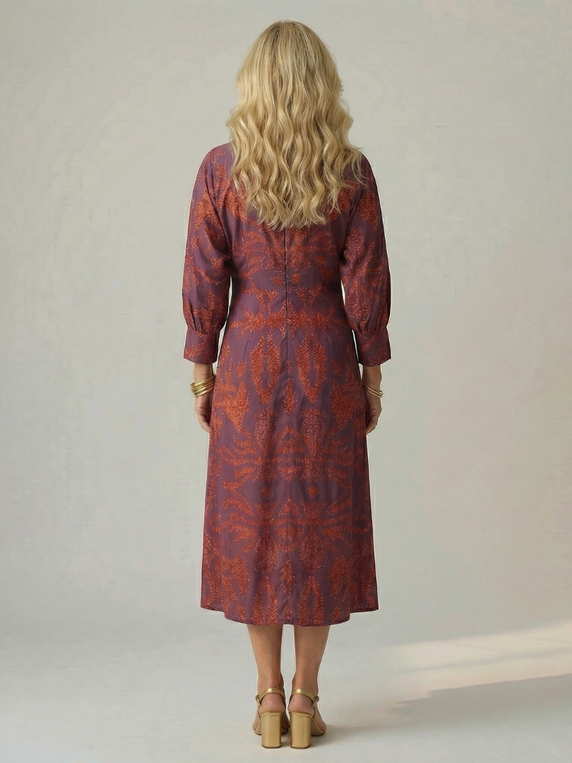 Women's Natural Wrap Midi Dress - Soft Flattering Everyday Style