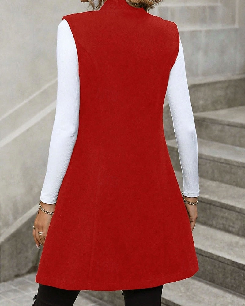 Long Sleeveless Blazer Vest - Polished and Modern