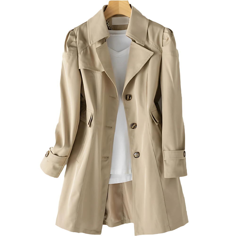 Women's Belted Trench Coat – Double-Breasted Classic Collar Jacket