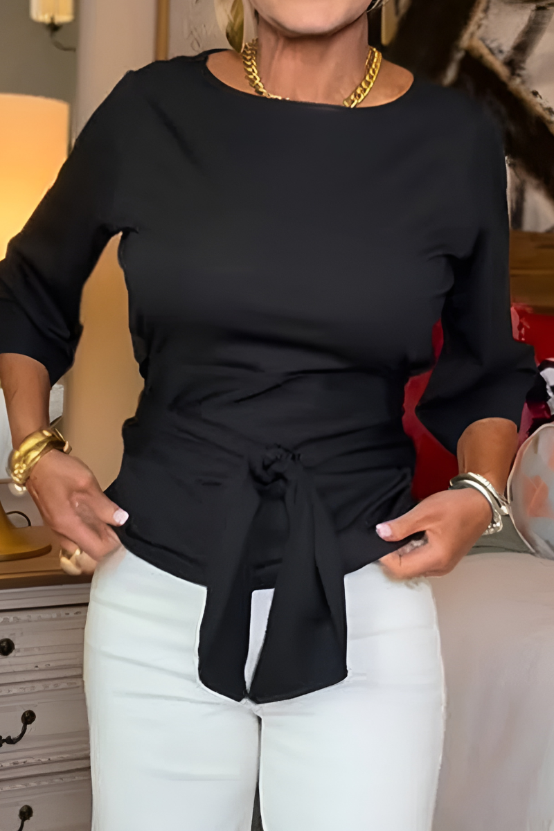 Women's Tie-Waist Top - Stylish Feminine Everyday Blouse