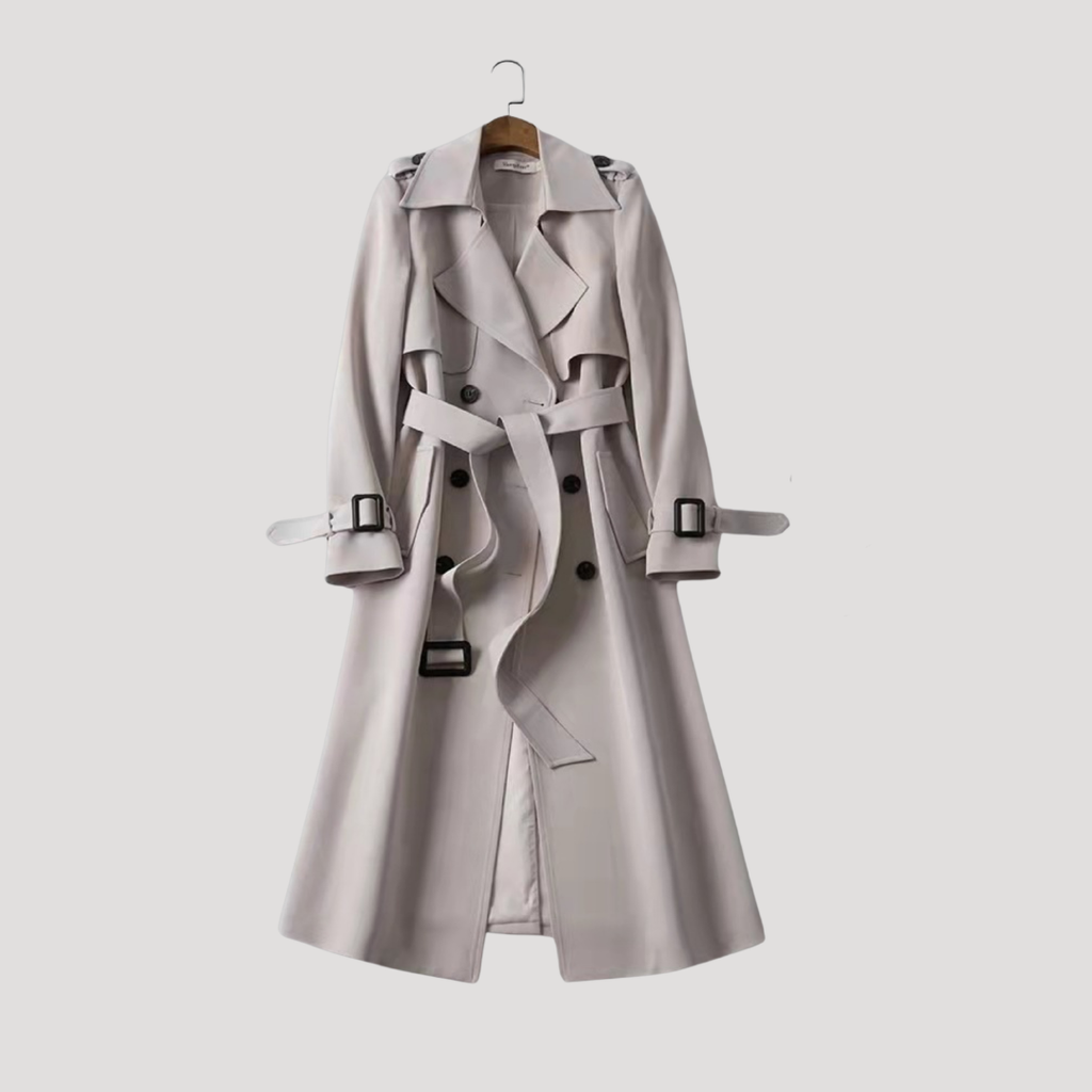 Women’s Belted Double-Breasted Trench Coat – Timeless Elegant Style