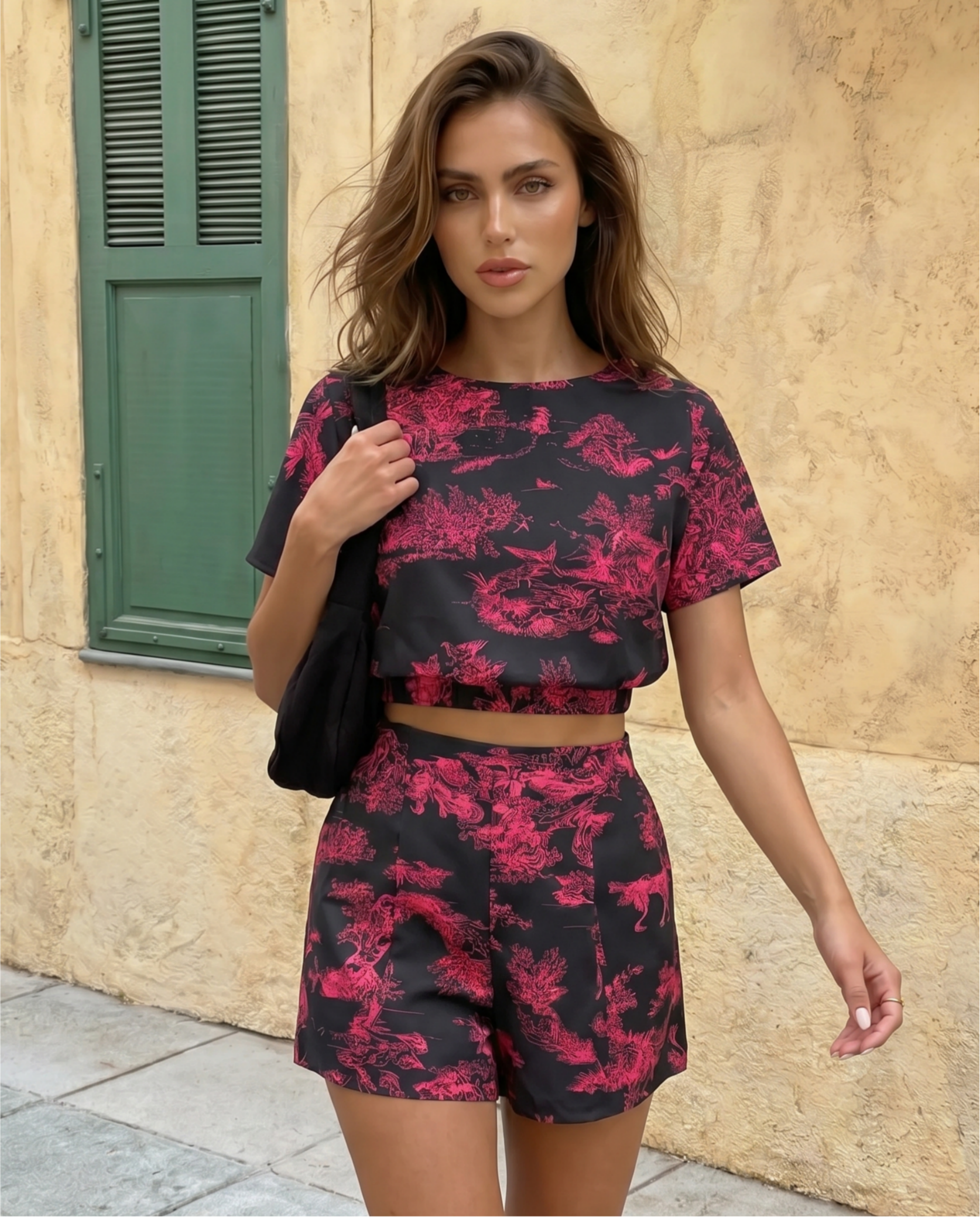 Women's Crop Top and High Waist Shorts Set - Easy Summer Two Piece