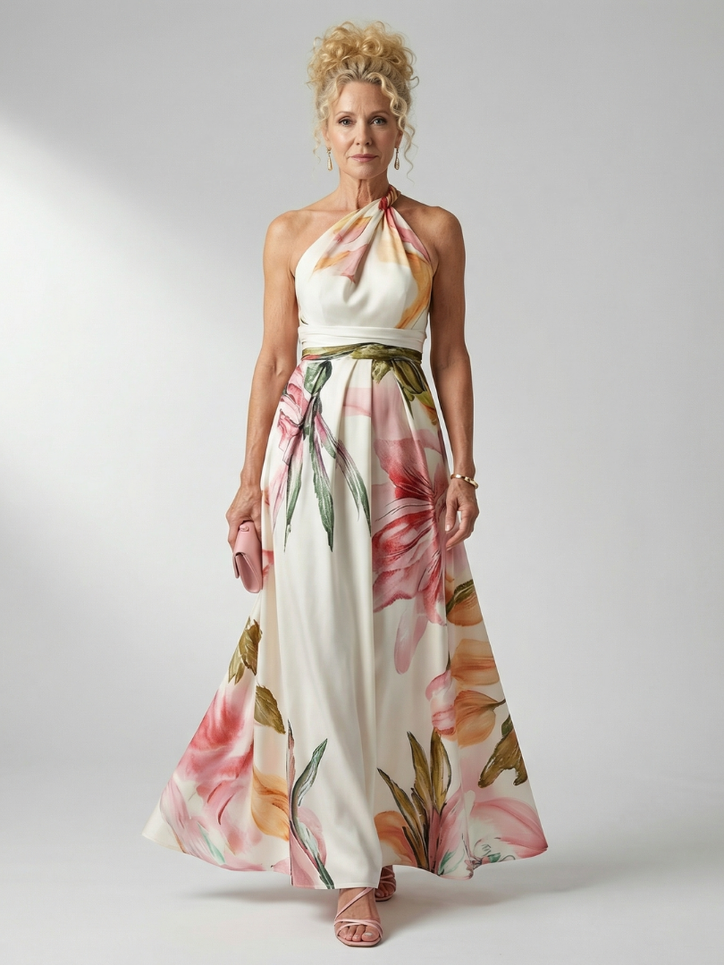 Women's Light Floral Maxi Dress - Soft Flowing Holiday Style