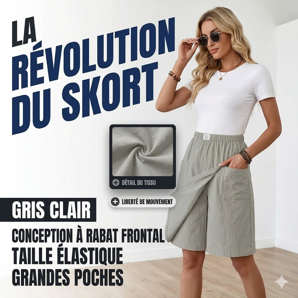 Women's Pocket Skort with Elastic Waist – Active Casual Summer Style