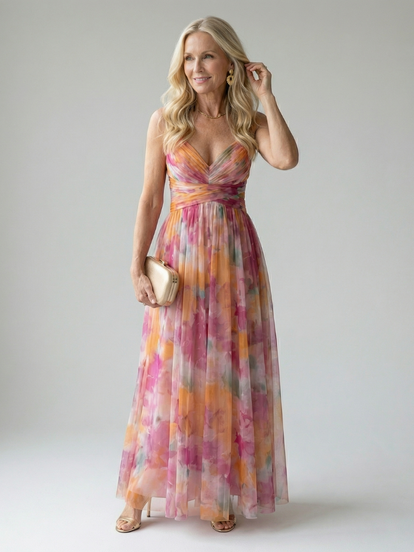 Women's Soft Wrap Maxi Dress - Flowing Occasion Style