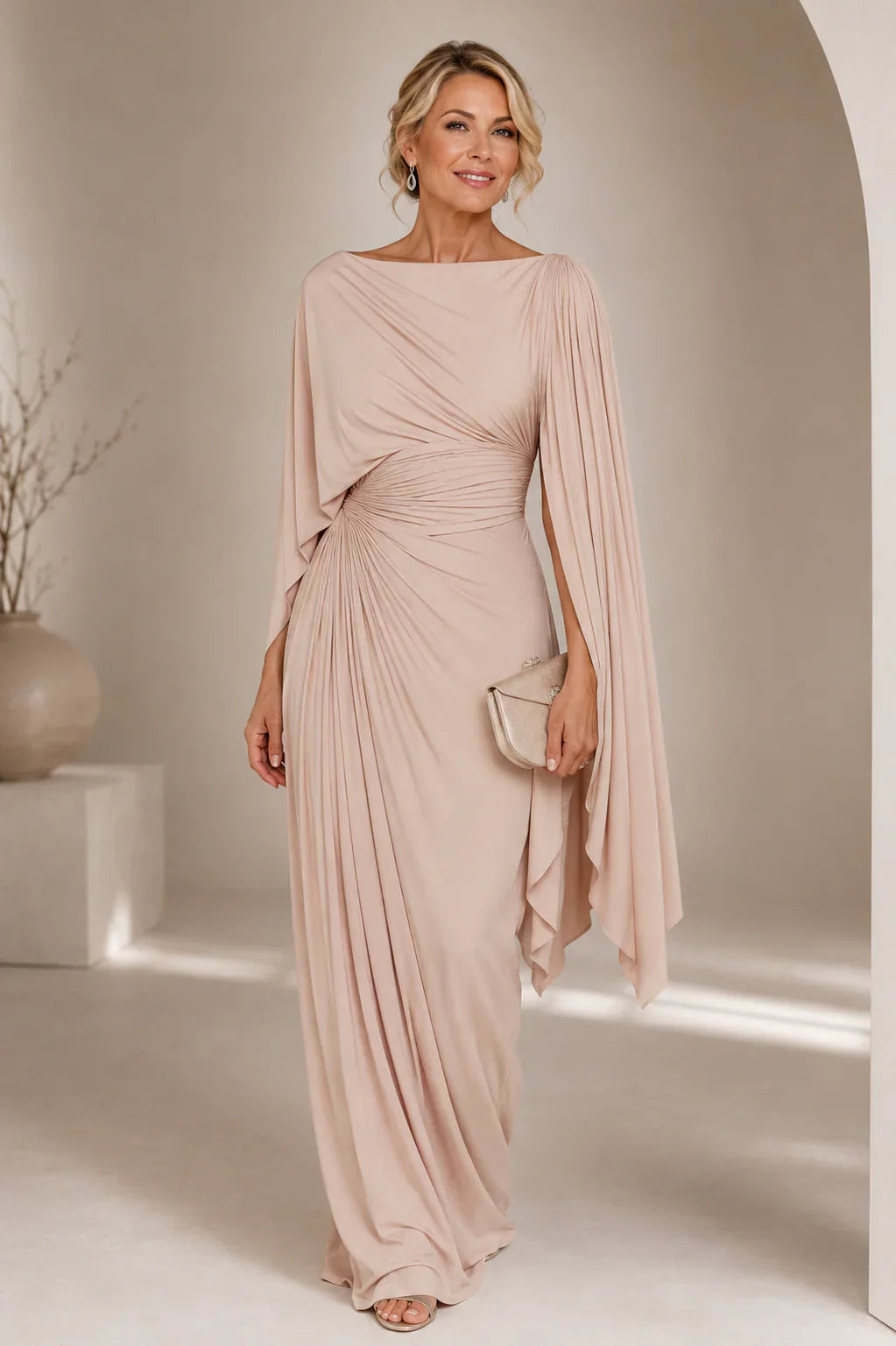 Women's Pleated Maxi Dress - Flowing Elegant Occasion Style