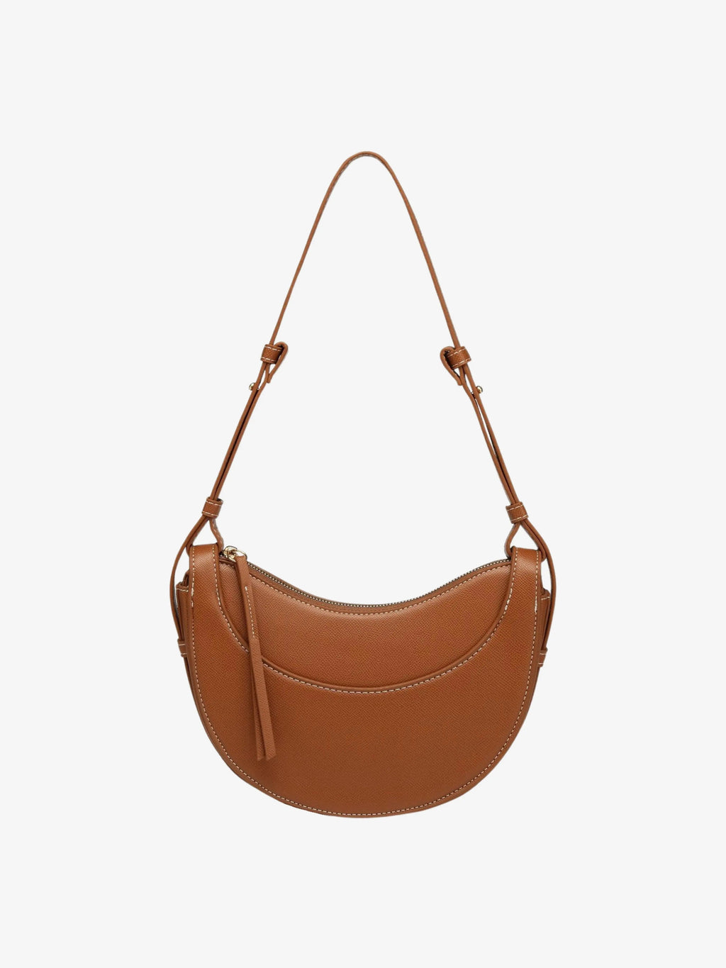 Women's Curved Crossbody Bag with Tassel - Adjustable Everyday Carry