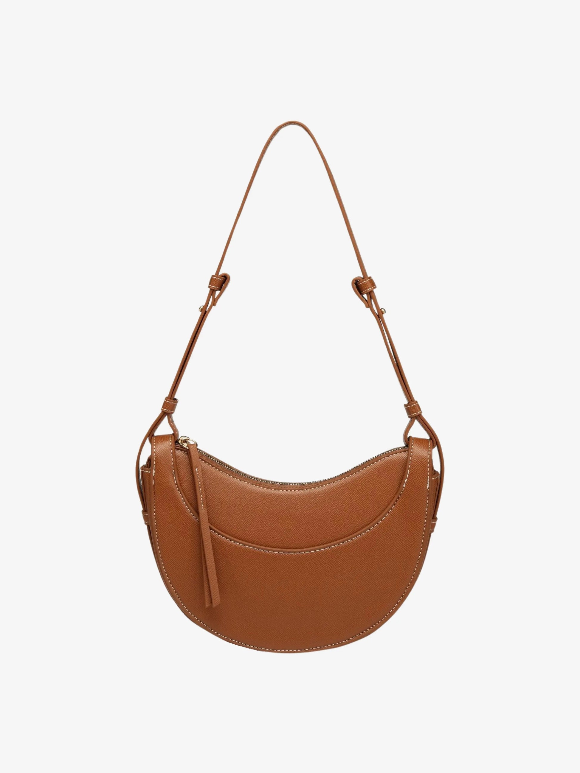 Women's Curved Crossbody Bag with Tassel - Adjustable Everyday Carry