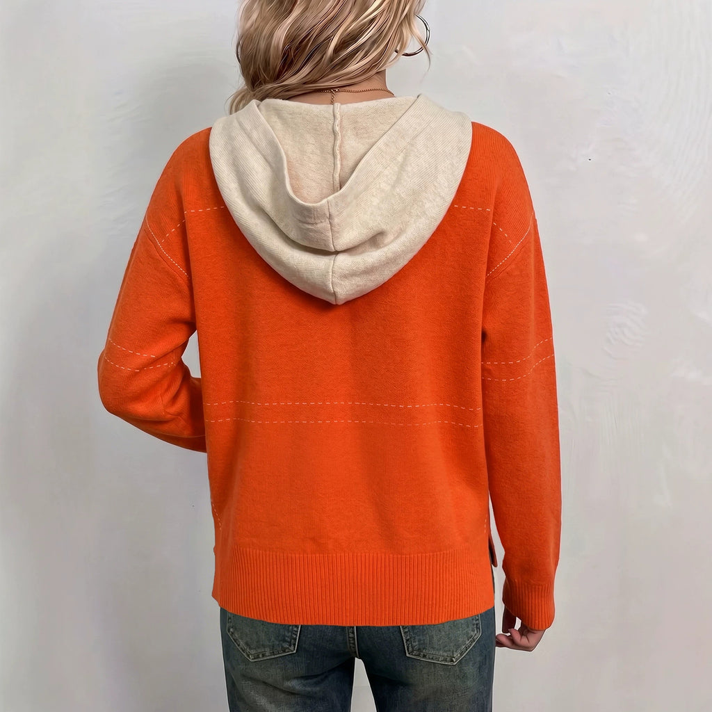 Zip-Up Hooded Knit Cardigan - Cozy and Casual
