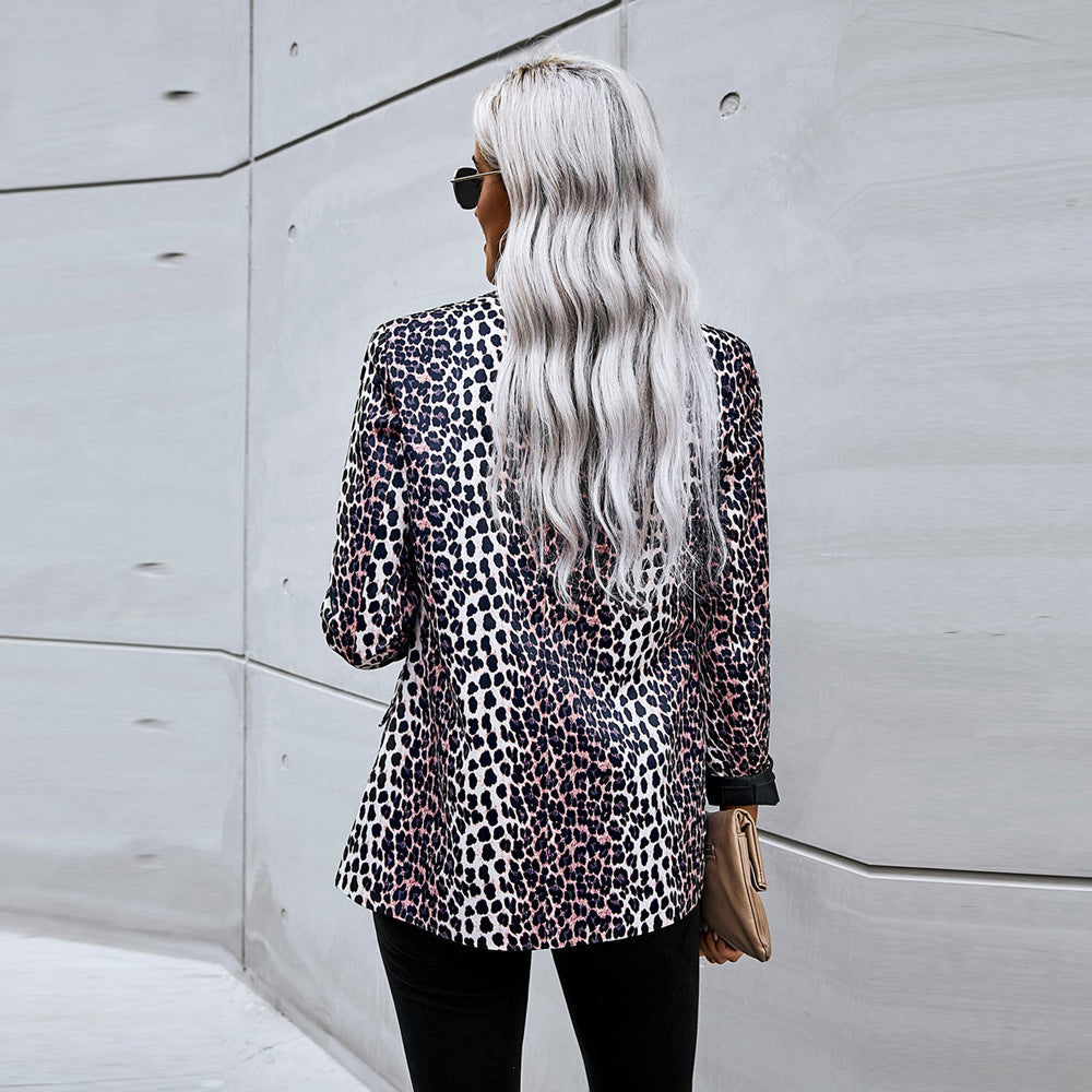 Women's Leopard Print Blazer - Relaxed Statement Layer