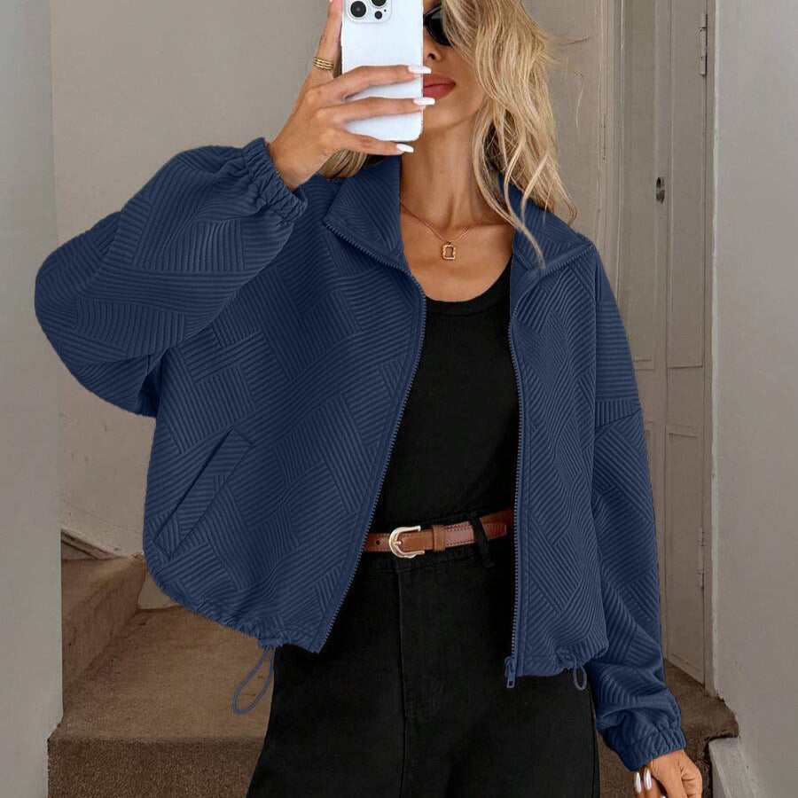 High-Collar Baseball Jacket - Sporty and Practical