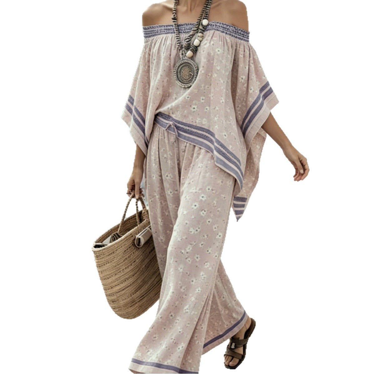 Women's One-Shoulder Top and Wide-Leg Pants Set – Chic Coordinated Occasion Style