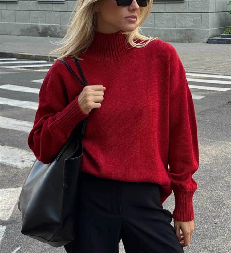 Women’s Casual Cozy Turtleneck Sweater – Relaxed-Fit Pullover Knitwear