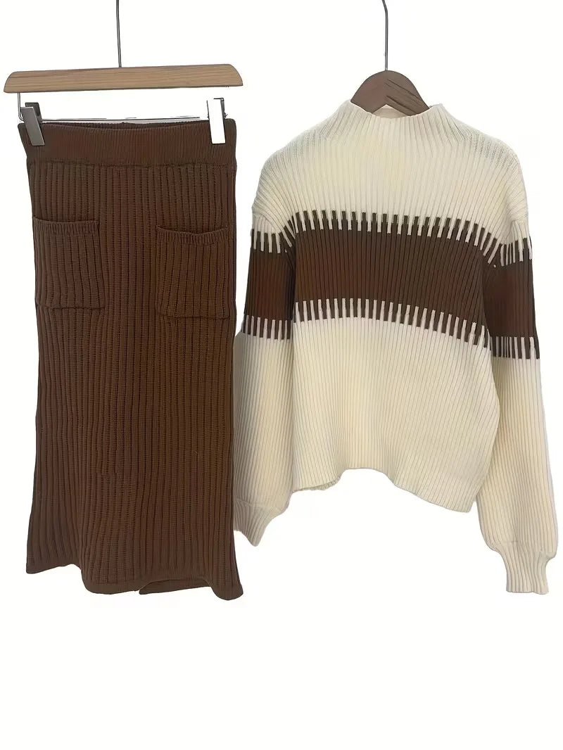 Ribbed Two-Piece Skirt Set - Coordinated and Comfortable