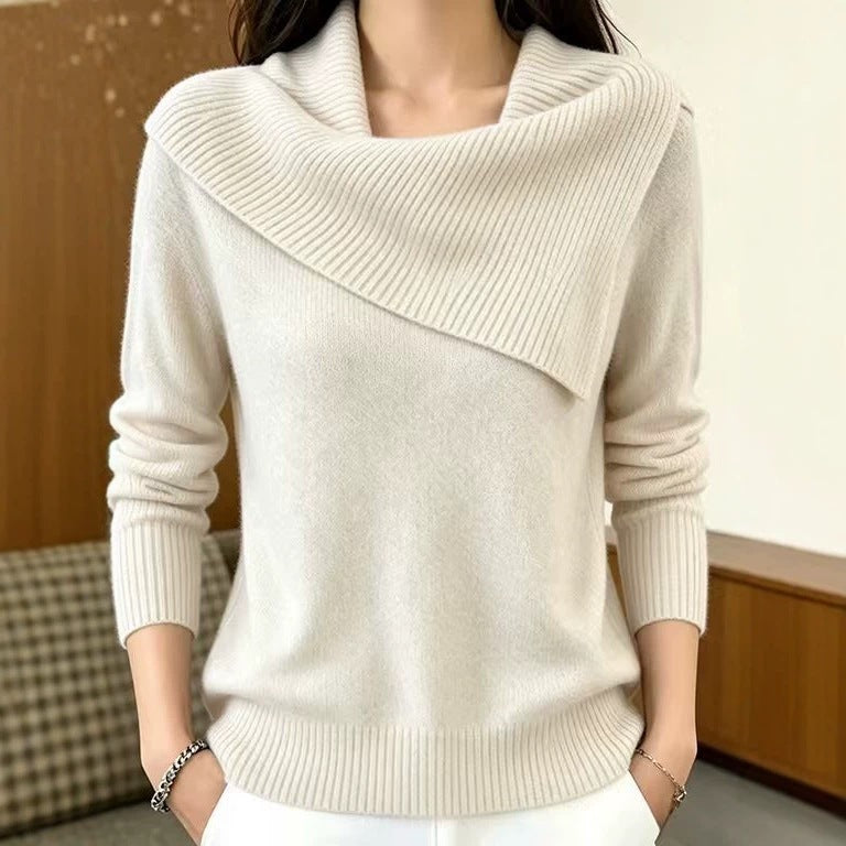 Women's Relaxed Fit Lapel Sweater - Soft Everyday Cozy Knit