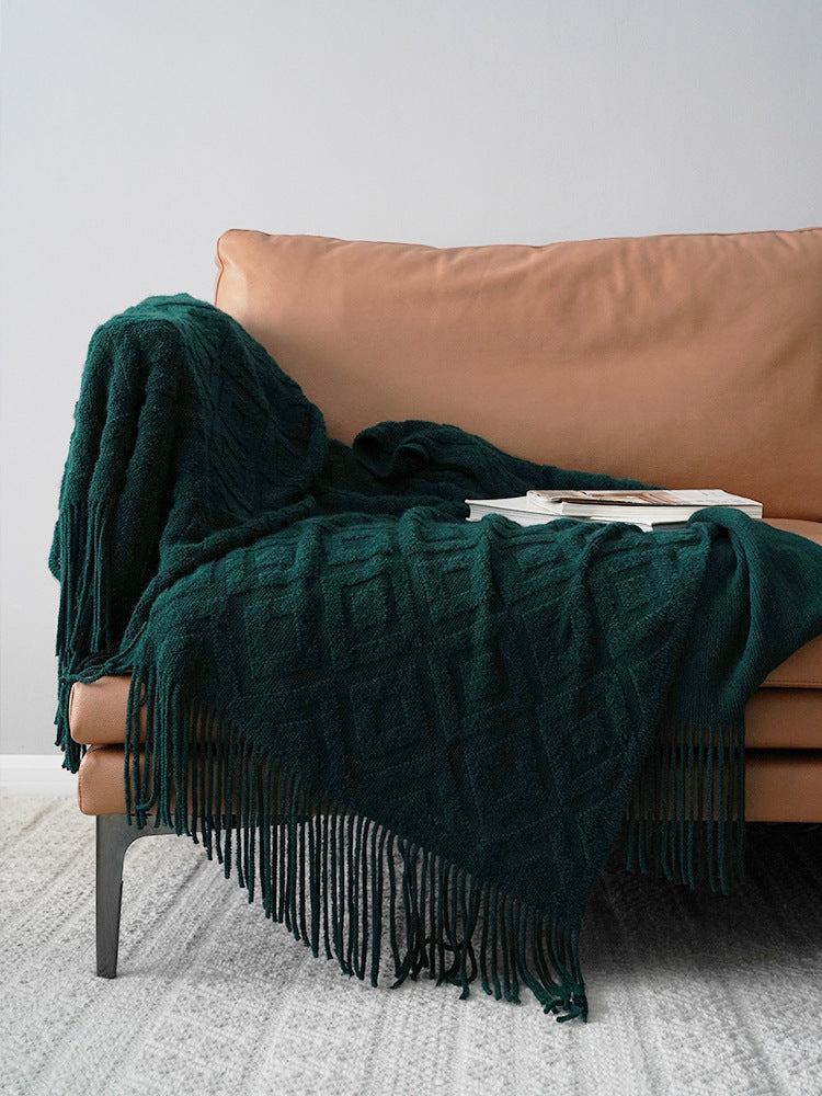 Jacquard Knitted Bed & Sofa Runner – Acrylic Fiber Cover Blanket