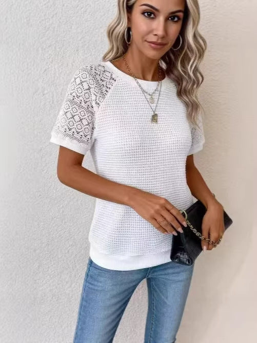 Women's Lace Hollow-Out Top - Light and Feminine