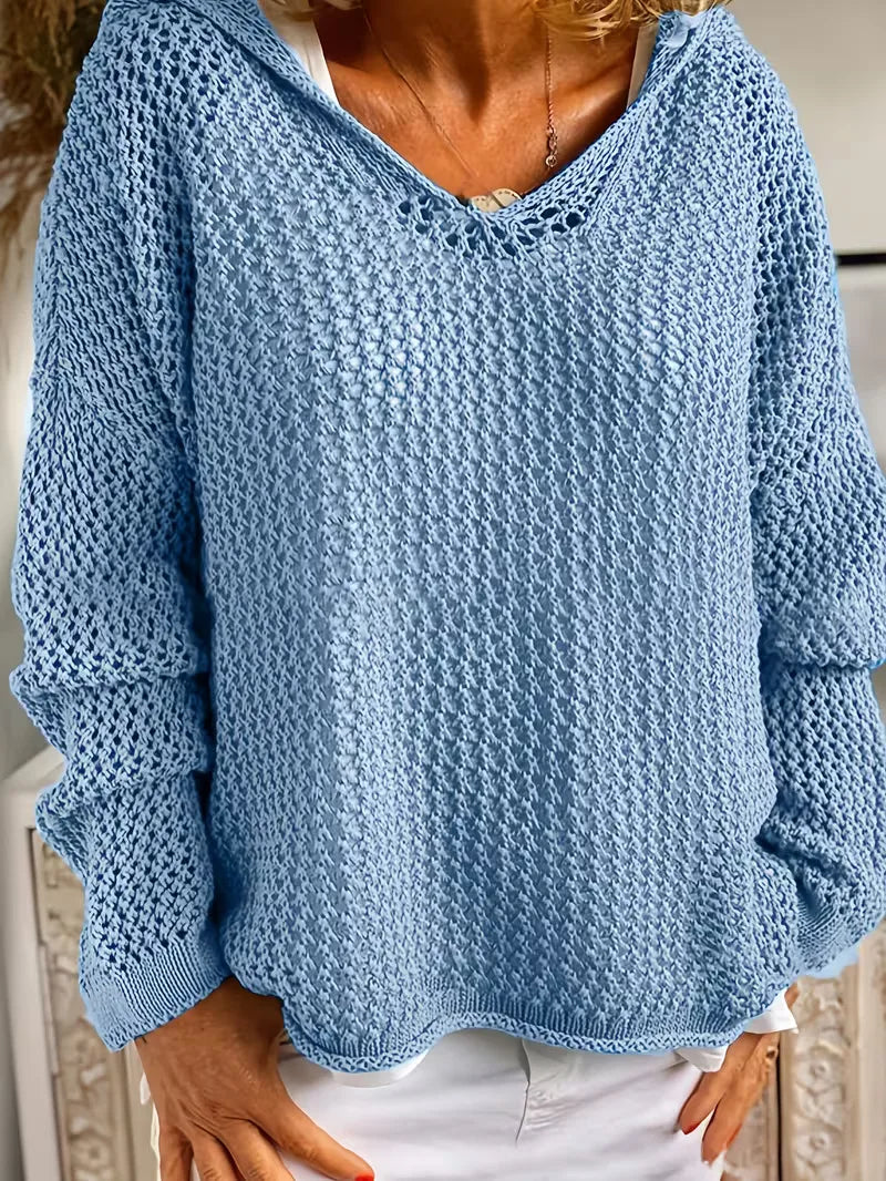 Oversized Hooded Knit Hoodie - Soft and Casual