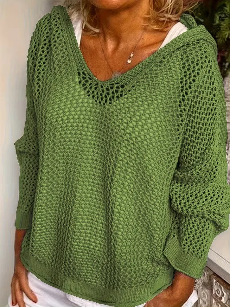 Oversized Hooded Knit Hoodie - Soft and Casual