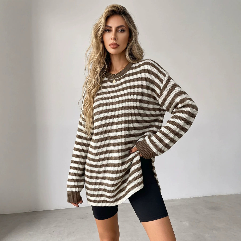 Striped Drop-Shoulder Sweater - Soft and Casual