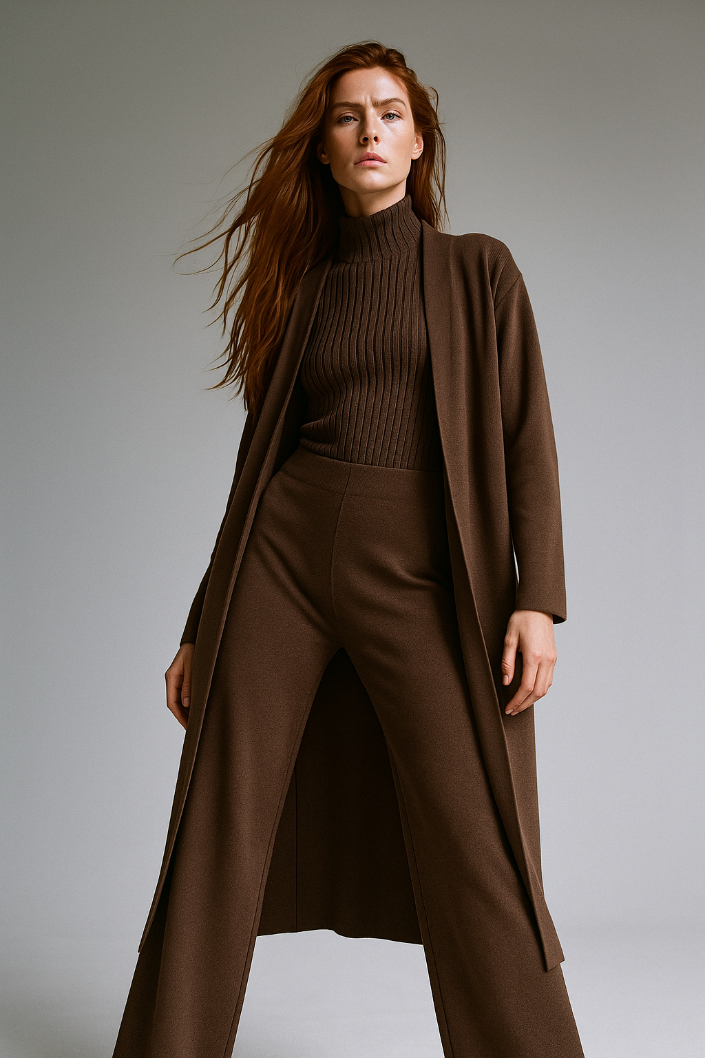 Women’s Elegant Knit 3-Piece Loungewear Set – Vest, Cardigan and Straight-Leg Pants