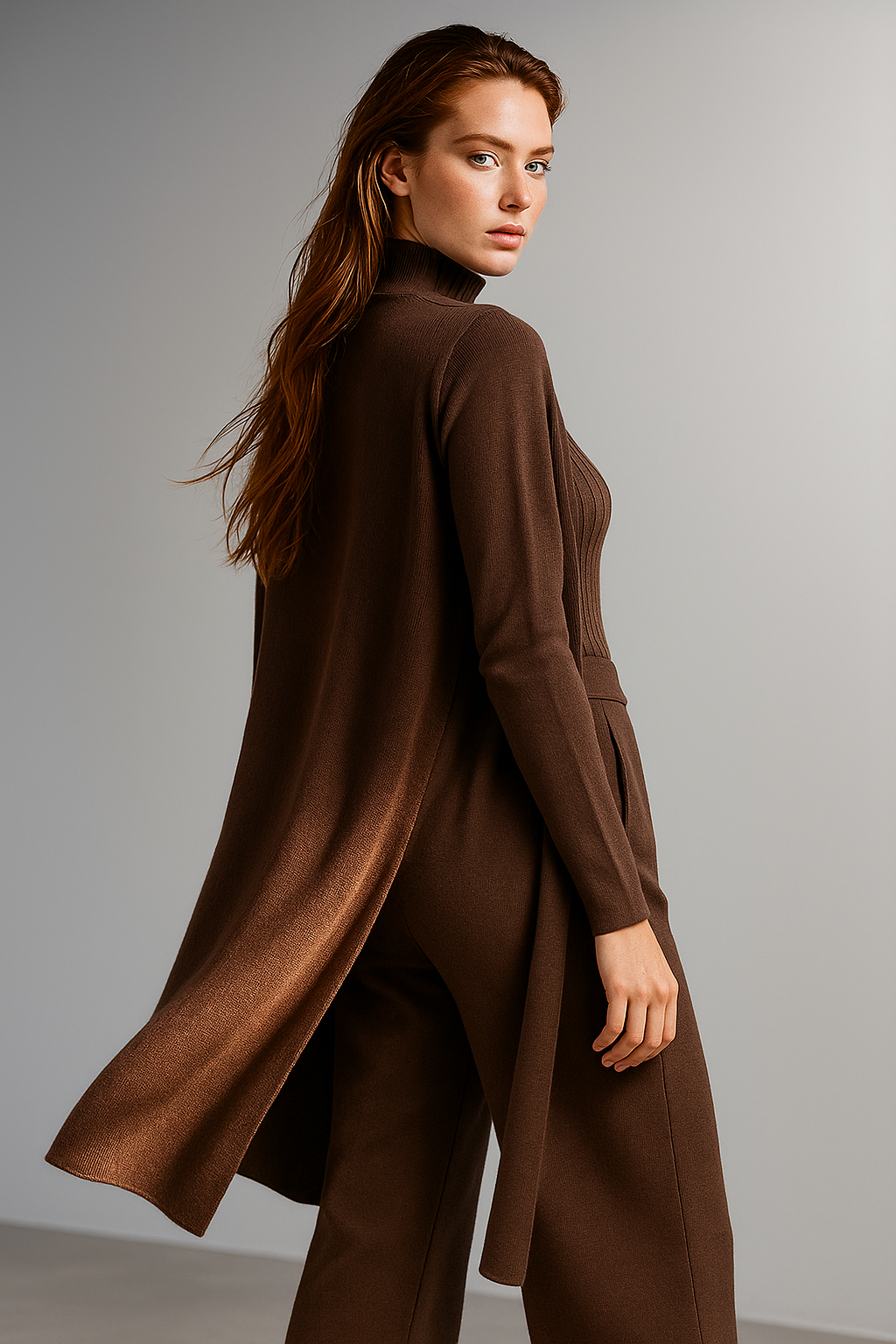 Women’s Elegant Knit 3-Piece Loungewear Set – Vest, Cardigan and Straight-Leg Pants