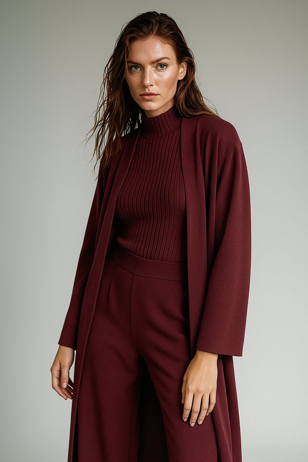 Women’s Elegant Knit 3-Piece Loungewear Set – Vest, Cardigan and Straight-Leg Pants