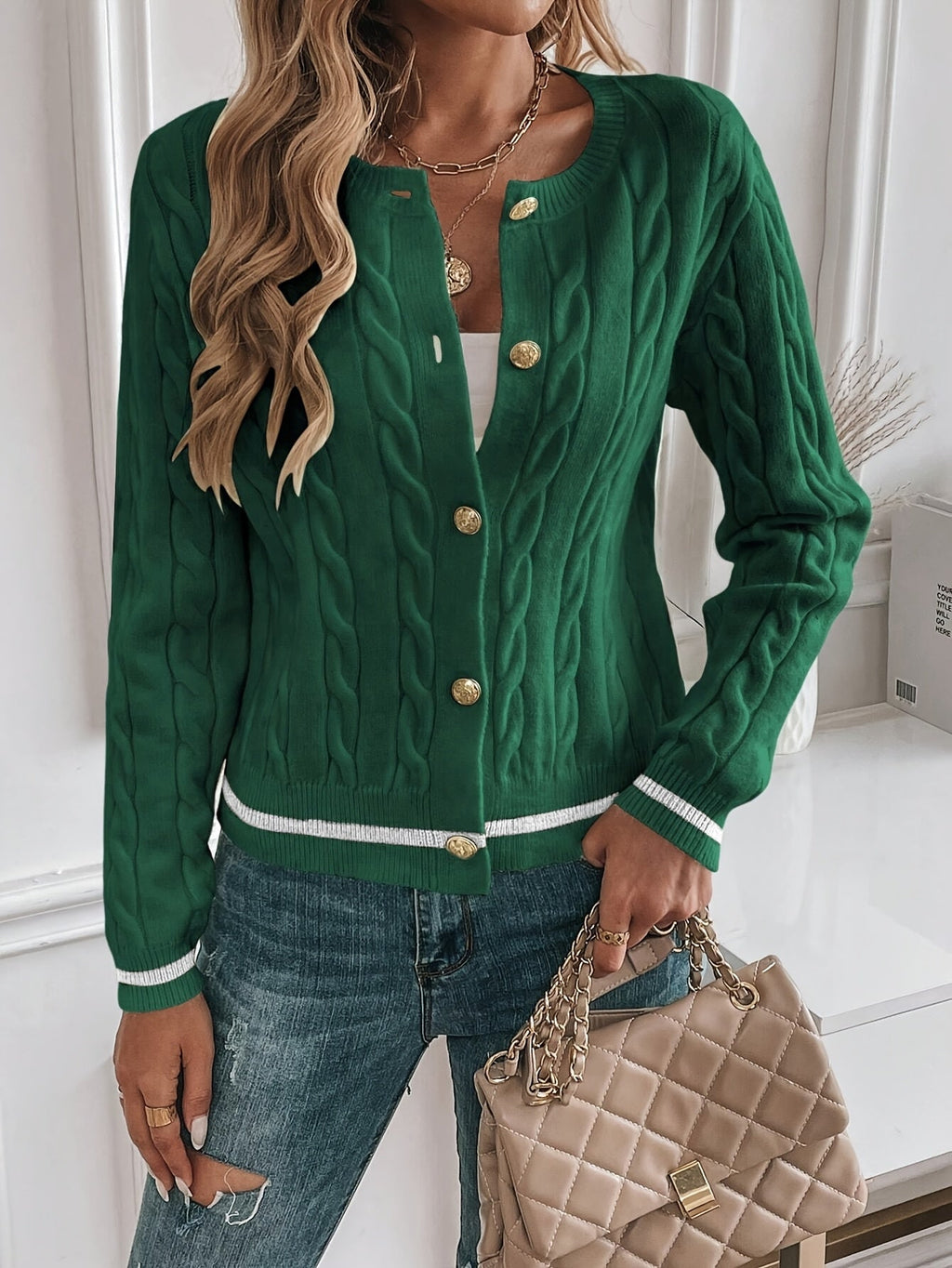 Women’s Cable Knit Cardigan – Refined Soft Layer