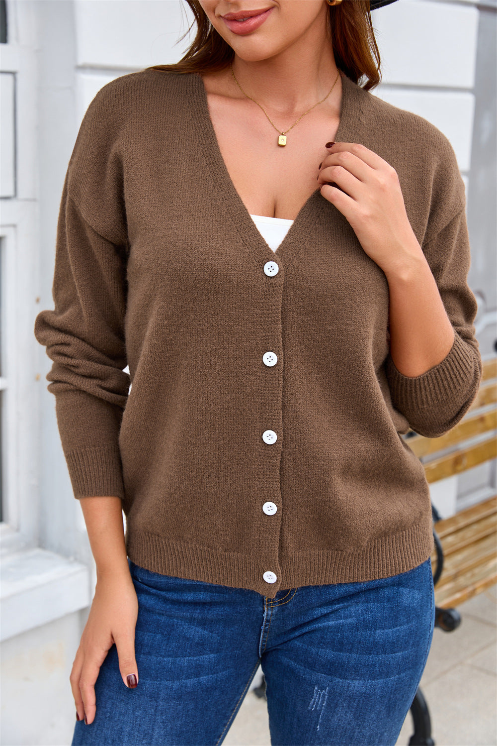 Women's Button Front Knit Cardigan Jacket - Soft Casual Everyday Layer